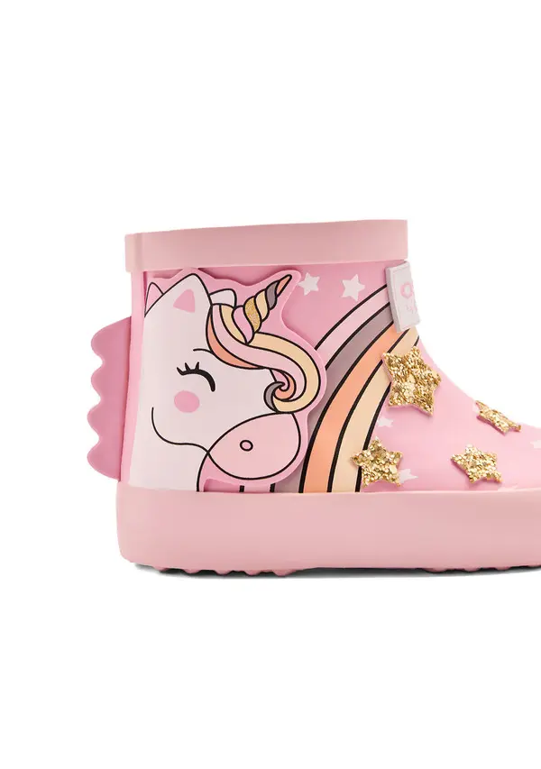 Unicorn & Rainbow Rubber Ankle Boots 1 Image
