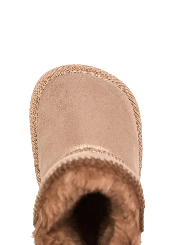 Suede-Style Boots with Faux Fur Lining and Hook-and-Loop Closure 1 Image