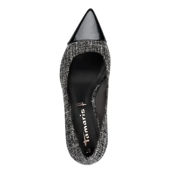 Two-Tone Block Heel Pump with Patent Toe 1 Image