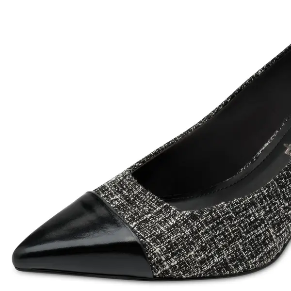 Two-Tone Block Heel Pump with Patent Toe 2 Image