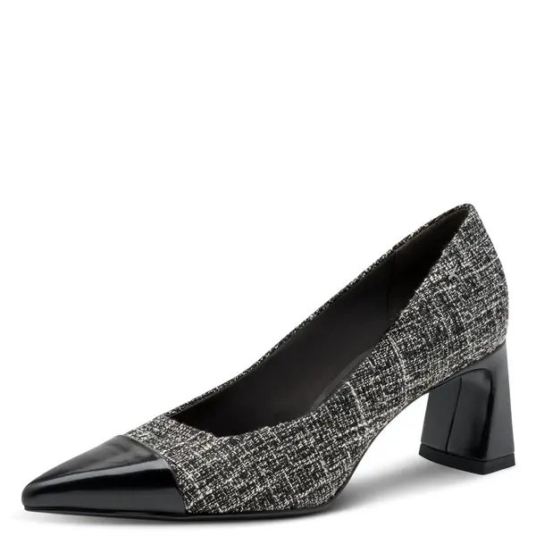 Two-Tone Block Heel Pump with Patent Toe 4 Image