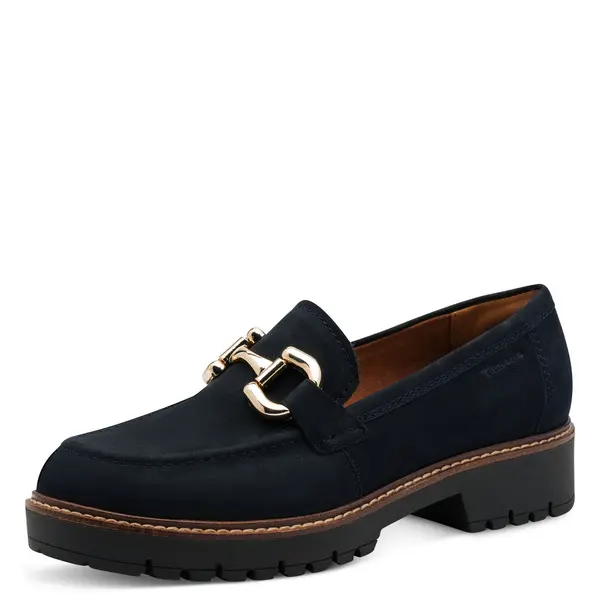 Suede Loafer with Gold Horsebit Detail 1 Image