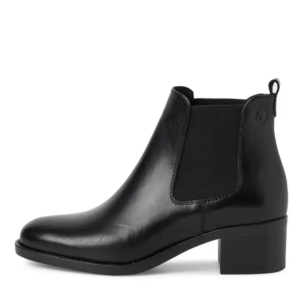 Leather Elastic-Panel Block Heel Ankle Boot 1 Image