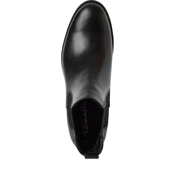Leather Elastic-Panel Block Heel Ankle Boot 2 Image