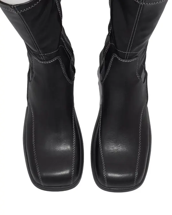 Viken Square Toe Stretch Leather Ankle Boots 3 Image