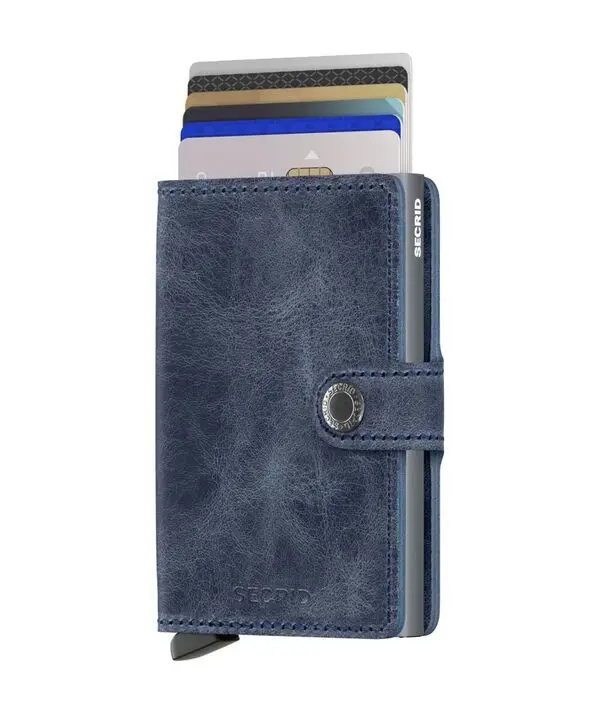 Mini Wallet Leather Blue Vintage 1 Image