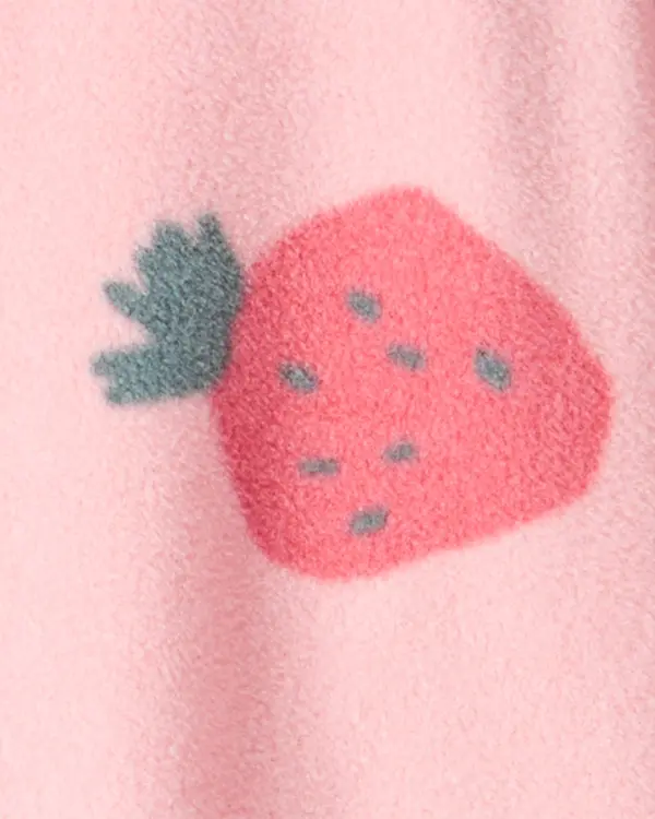 Baby 1-Piece Strawberry Fleece Footie Pajamas - Pink 1 Image