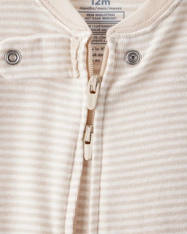 Baby Boy Rhino 100% Cotton Long-Sleeve 2-Way Zip 1-Piece Pajamas - White 2 Image