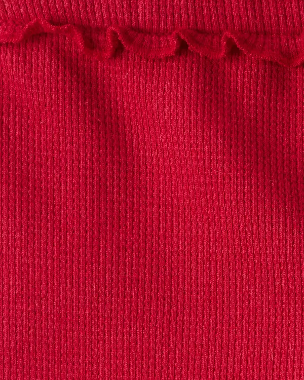 Baby Girl 2-Piece Candy Cane Ruffle Bodysuit & Pant Set - Cream/Red 1 Image