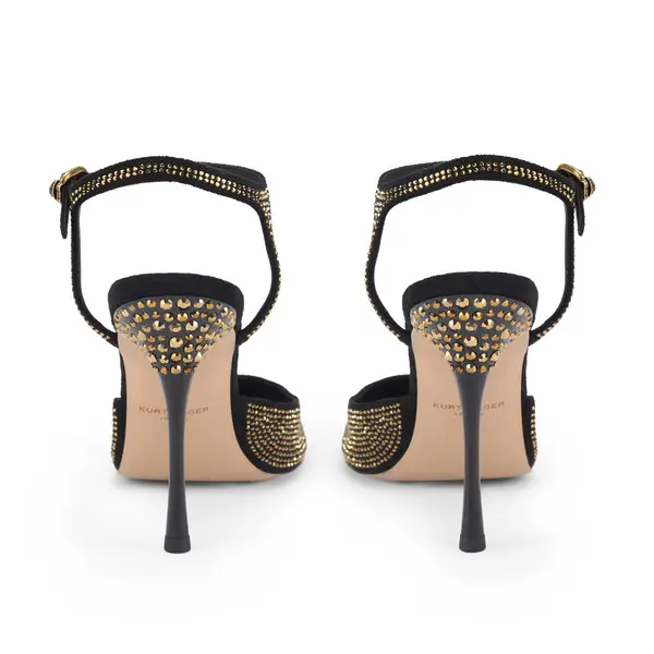 High-Heel Court Pump with Gold Crystal Stud Detail 2 Image