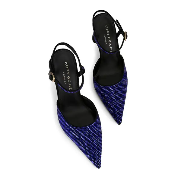 Crystal Embellished Pointed Ankle Strap Stiletto Pump 1 Image