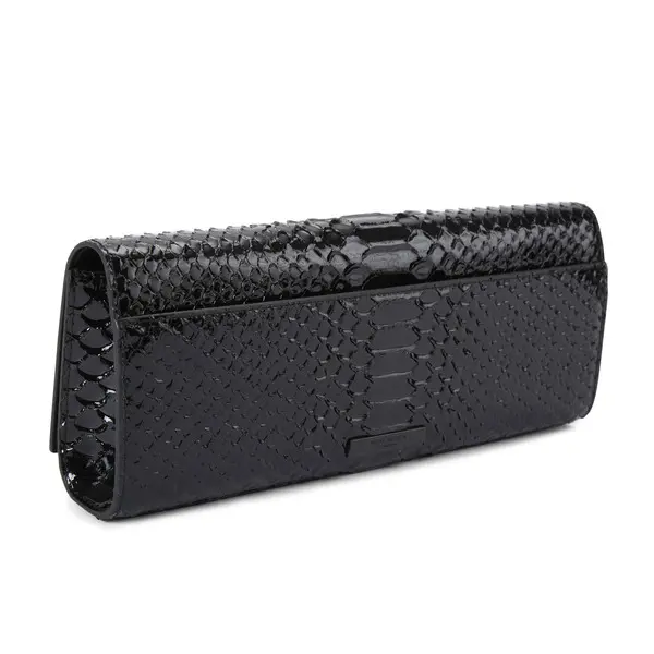 Snake Printed Long Leather Shoulder Bag 2 Image