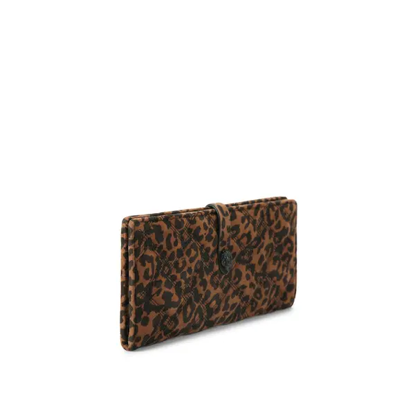 Quilted Leopard Print Wallet with Black Hardware 1 Image