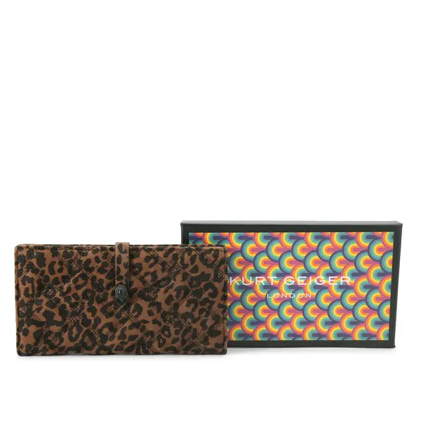 Quilted Leopard Print Wallet with Black Hardware 4 Image