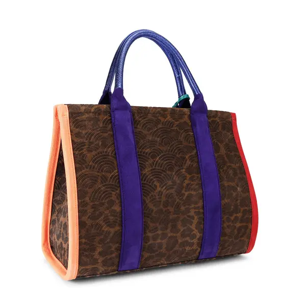 Southbank Colorful Printed Tote Bag with Suede Panels 3 Image