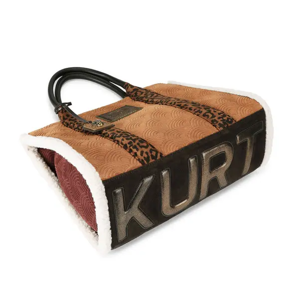 Suede Quilted Southbank Tote Bag with Shearling Trimand Leopard Print 1 Image