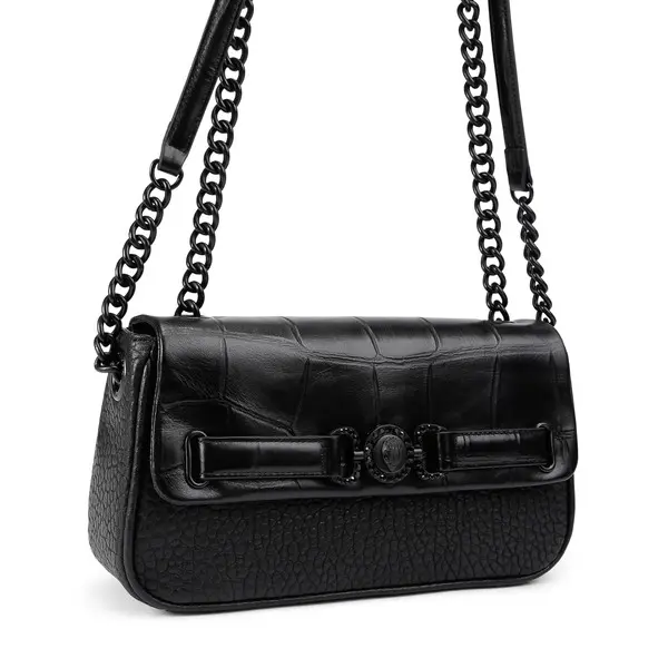 Leather Flap Shoulder Bag with Gunmetal Hardware 1 Image