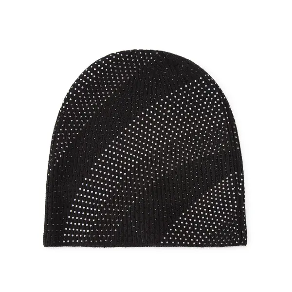 Sparkle Knit Beanie with Rhinestone Stripes 1 Image