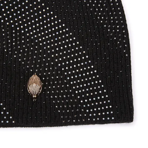 Sparkle Knit Beanie with Rhinestone Stripes 2 Image
