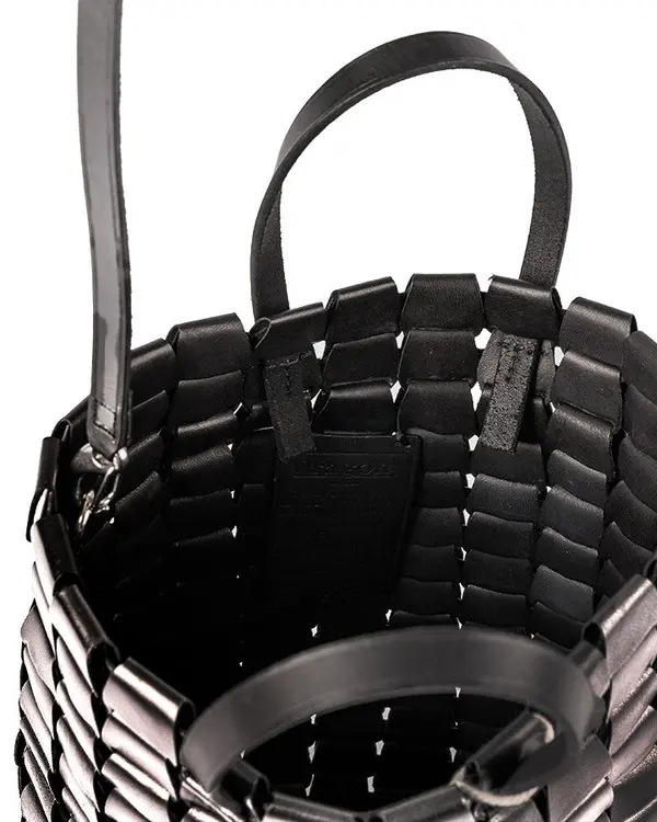 Structured Square Woven Leather Tote Bag 3 Image