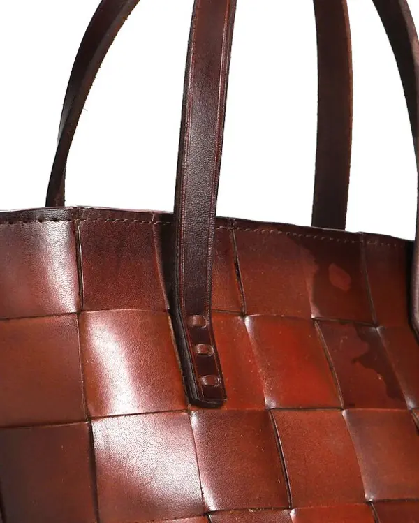 Woven Leather Mini Tote Bag 1 Image