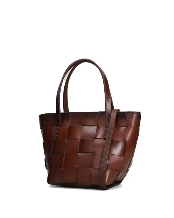 Woven Leather Mini Tote Bag 2 Image