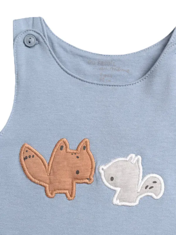 Blue baby romper with fancy pattern for boys 1 Image