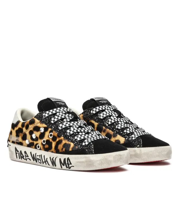 Distressed Wils Step Fang Leopard Print Sneakers 1 Image