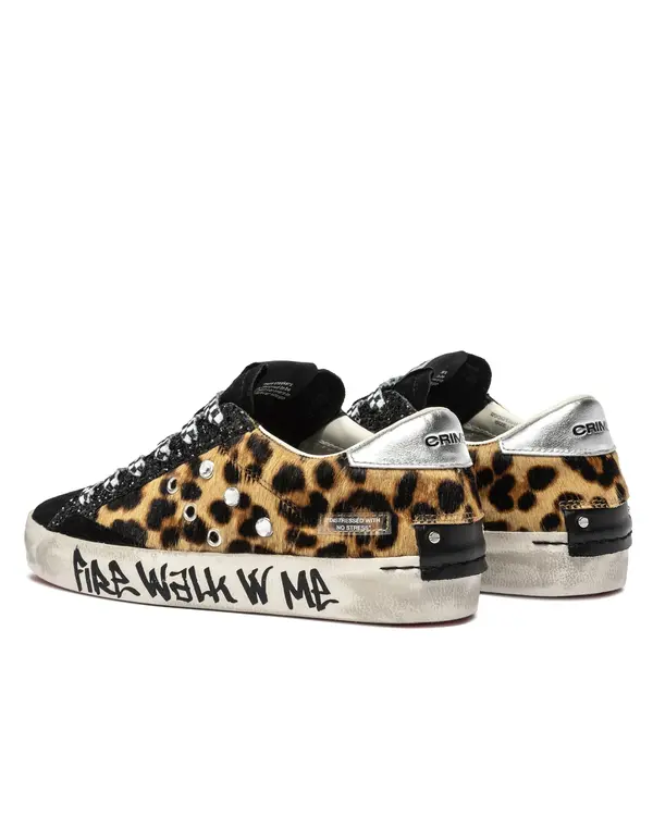 Distressed Wils Step Fang Leopard Print Sneakers 2 Image