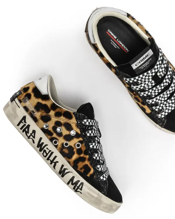 Distressed Wils Step Fang Leopard Print Sneakers 4 Image