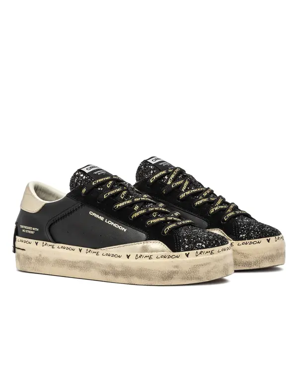 Distressed Platform Black Dusk Sneakers 1 Image