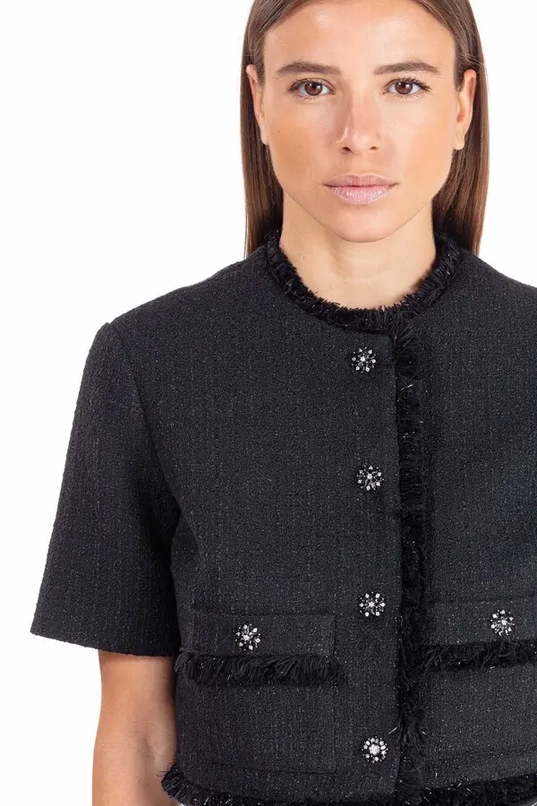 Short Shiny Tweed Jacket 1 Image