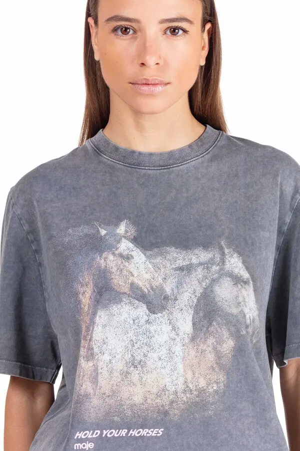 Horse Print Short Sleeve T-Shirt 1 Image