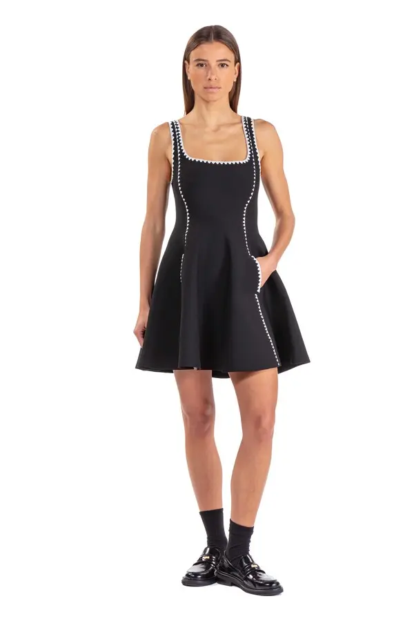 Short Dress With Topstitch Details Black 2 Image