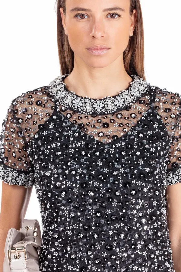 Rhinestone Floral Dress 1 Image