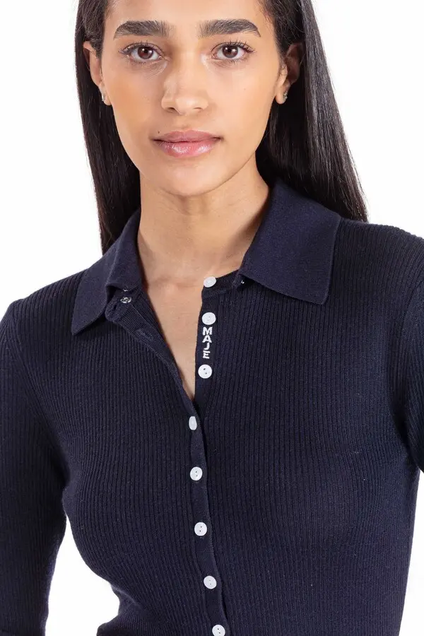 Polo Collar Ribbed Jumper 1 Image