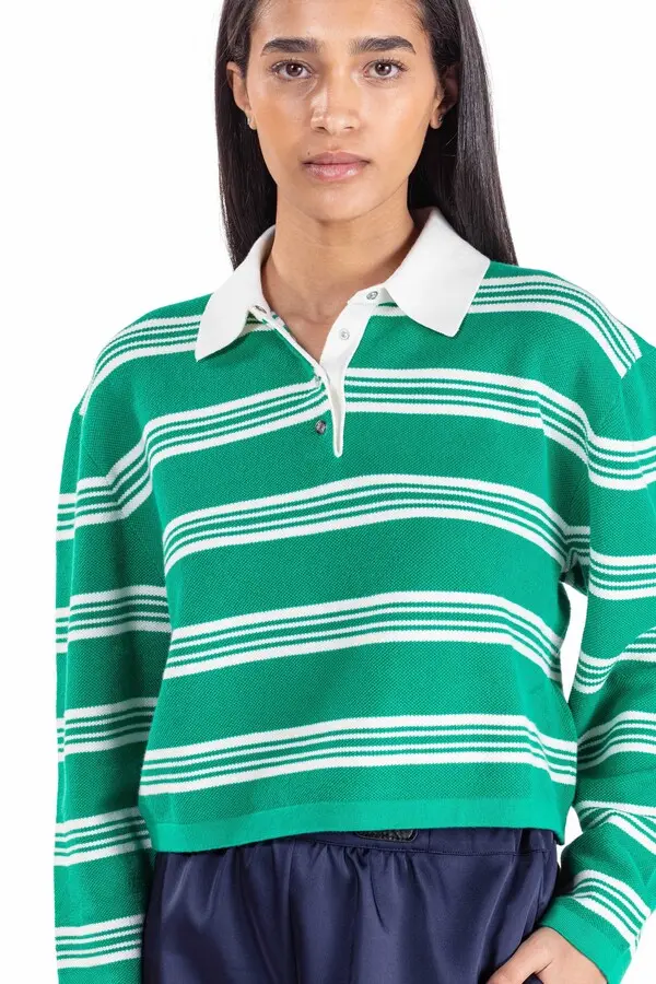 Cropped Striped Polo Jumper 2 Image