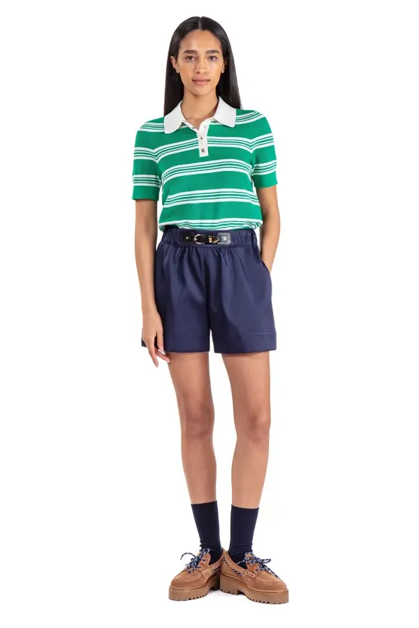 Cropped Striped Polo Jumper 4 Image