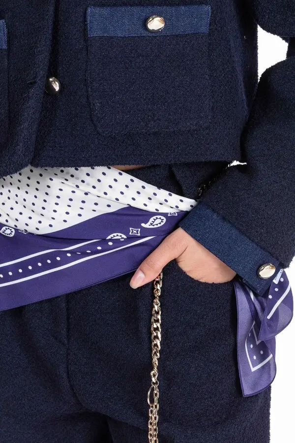 Reversible Triangle Scarf Navy Polka Dot Bandana Print 1 Image