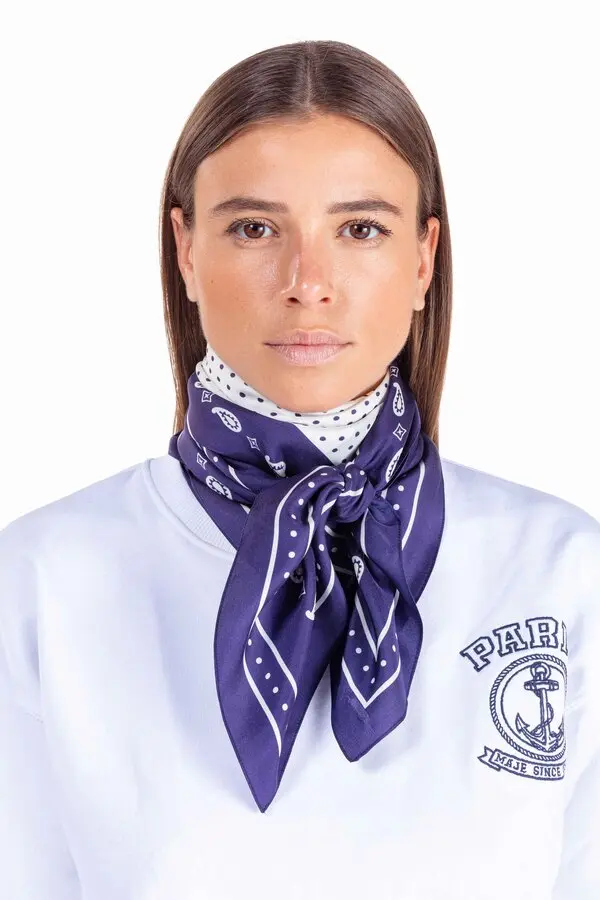 Reversible Triangle Scarf Navy Polka Dot Bandana Print 2 Image