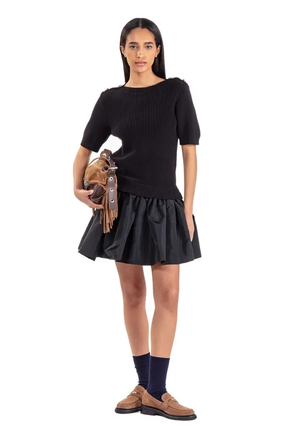 Short Knit And Taffeta Dress 1 Image