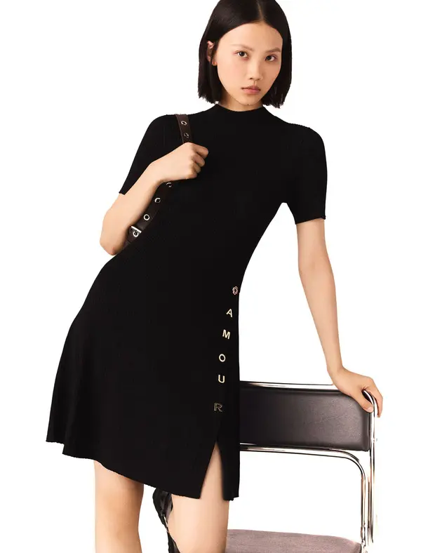Short Knit Button Dress 1 Image