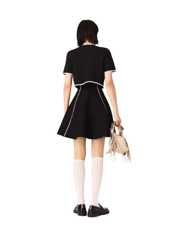 Topstitched Cropped Cardigan 2 Image