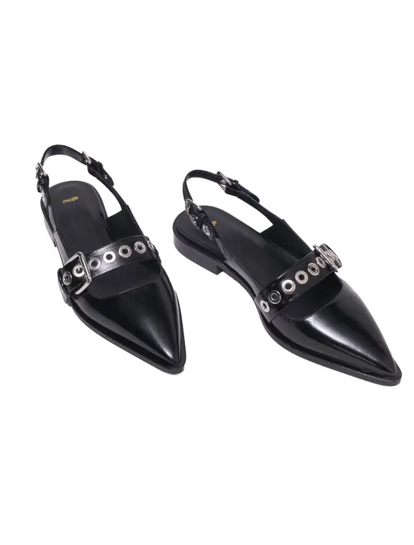 Flat Leather Strap Slingbacks Ballerinas 2 Image
