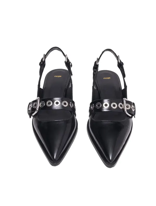 Flat Leather Strap Slingbacks Ballerinas 3 Image