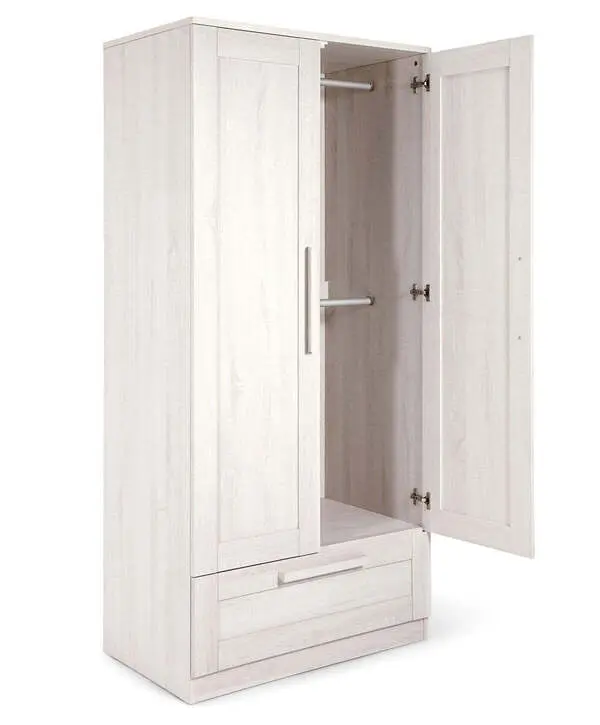  Atlas 2 Door Nursery Wardrobe with Storage Drawer - Nimbus White 2 Image