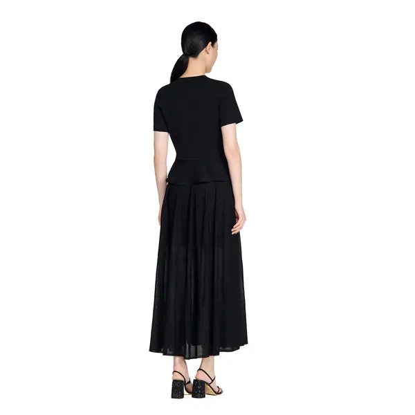 Fitted 2-in-1 Peplum Knit Maxi Dress 2 Image