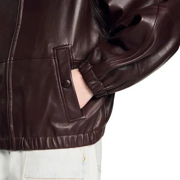 Oversized Zip-up Leather Jacket 1 Image