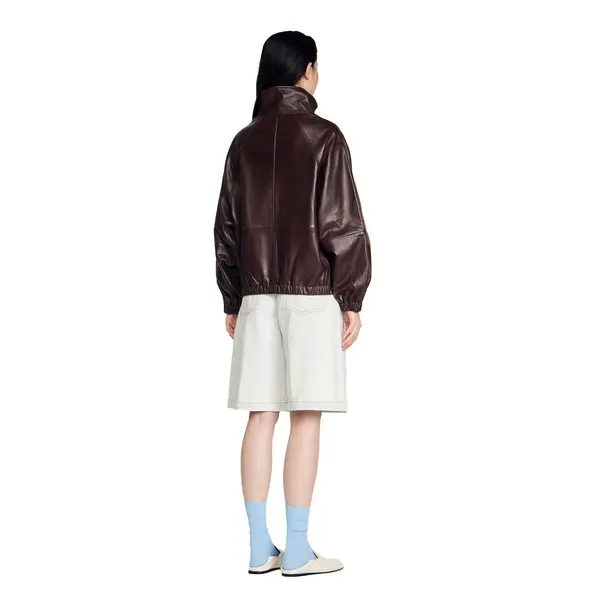 Oversized Zip-up Leather Jacket 2 Image