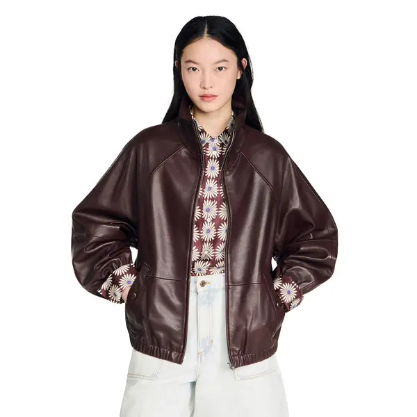 Oversized Zip-up Leather Jacket 3 Image